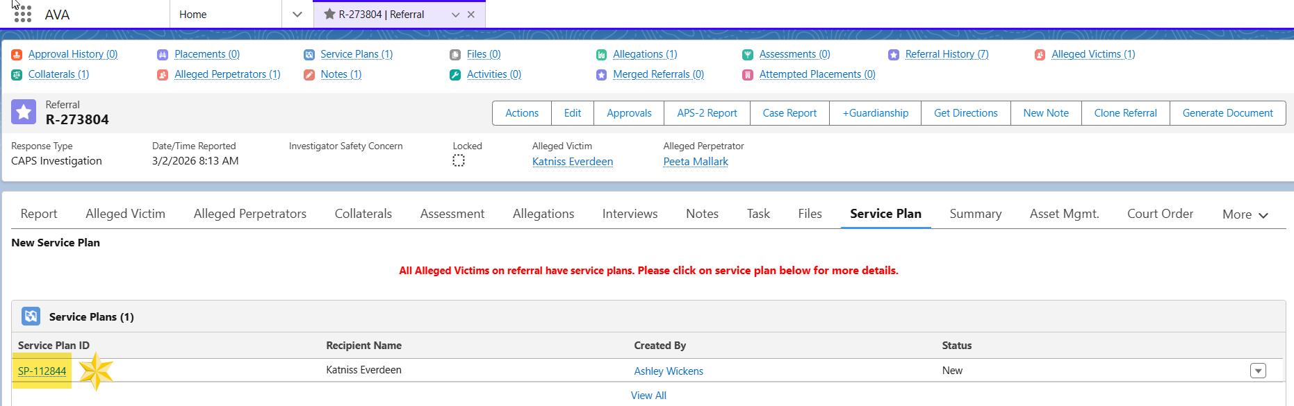 Image of the Service Plan ID highlighted.