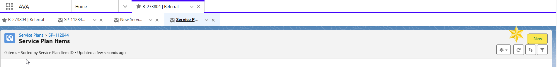 Image of New button highlighted