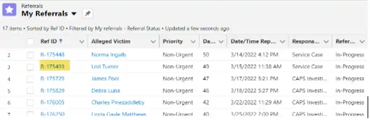 My referrals list of referrals.