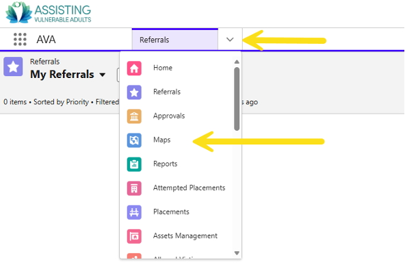 Selecting “Maps” object