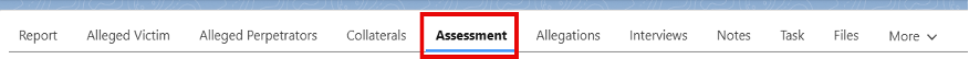Screenshot of Assessment tab