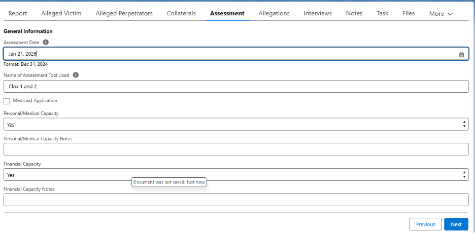 Screenshot of continued assessment.                  