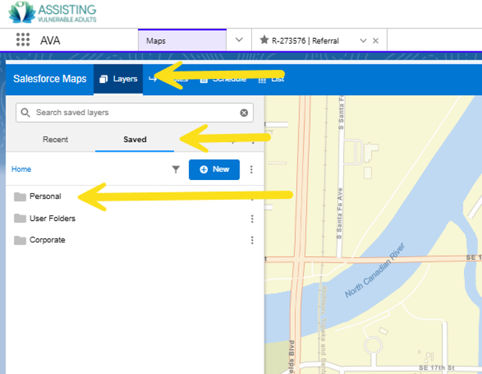 Salesforce Maps “Personal” folder