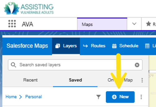 Salesforce Maps “New” button in Personal folder