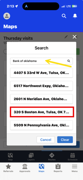 Salesforce mobile app, address box
