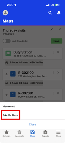 Salesforce mobile app, take me there