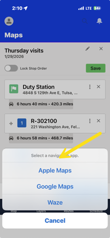 Salesforce mobile app, choose map type