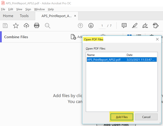 Add Open Files popup box with "Add Files" button highlighted