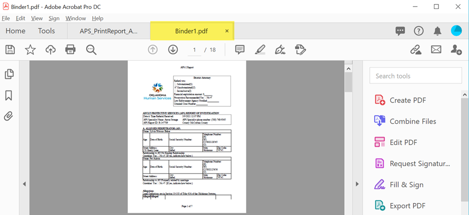 New file in Adobe titled "Binder1"